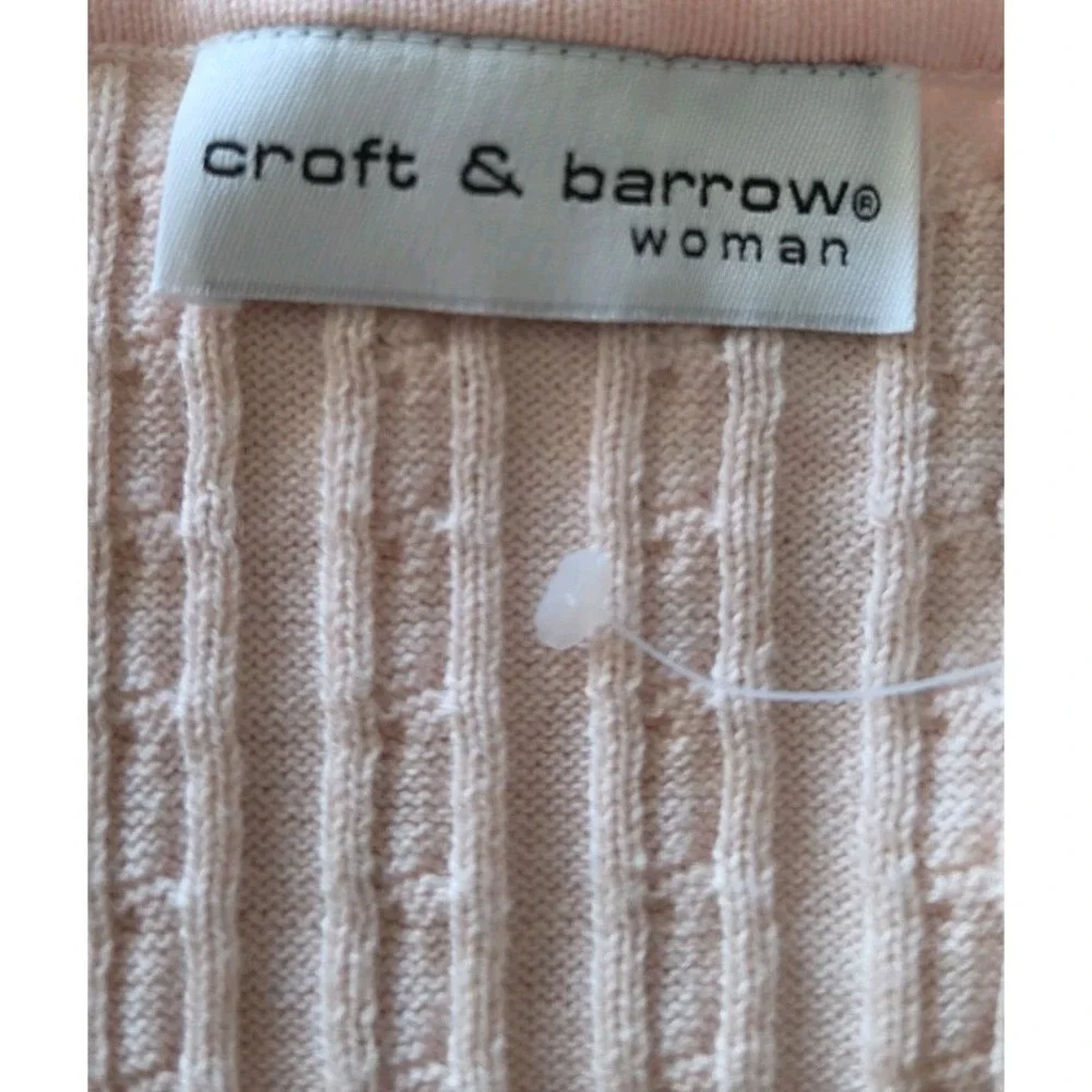 NWOT Croft & Barrow Plus‎ 3X Pink Cable Knit Sweater Preppy Classic Old Money